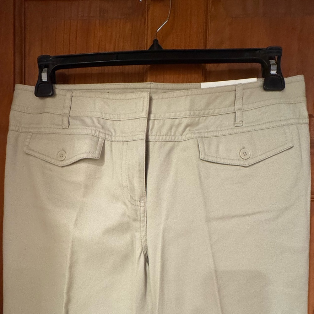 Ann Taylor Loft Flare-Leg Pants in Khaki - Picture 2 of 6